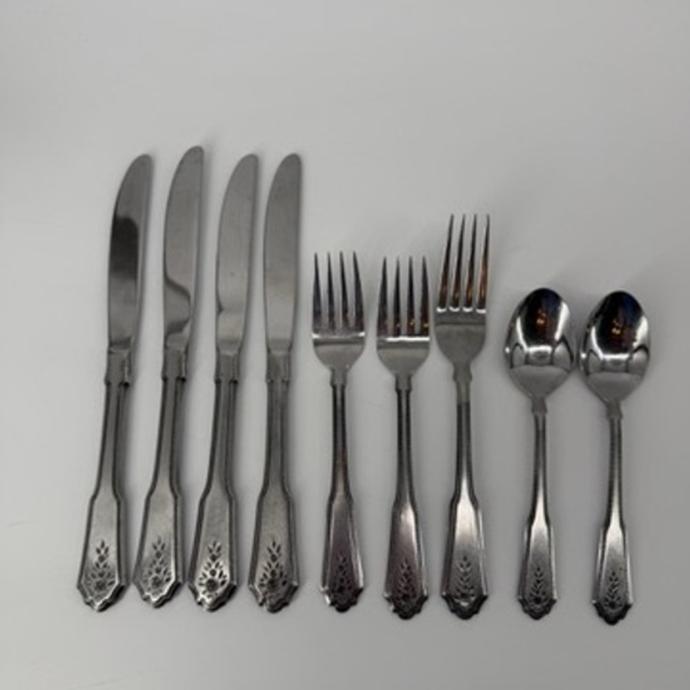 Stanley Roberts Norcrest Brentwood Stainless Flatware 9pc Lot Floral‎ Beaded